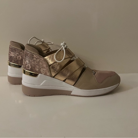 Michael Kors Gold and Tan Sneakers Size 8 - Picture 2 of 6